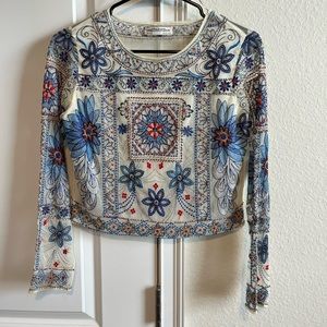 Embroidered and beaded Zara top size small
